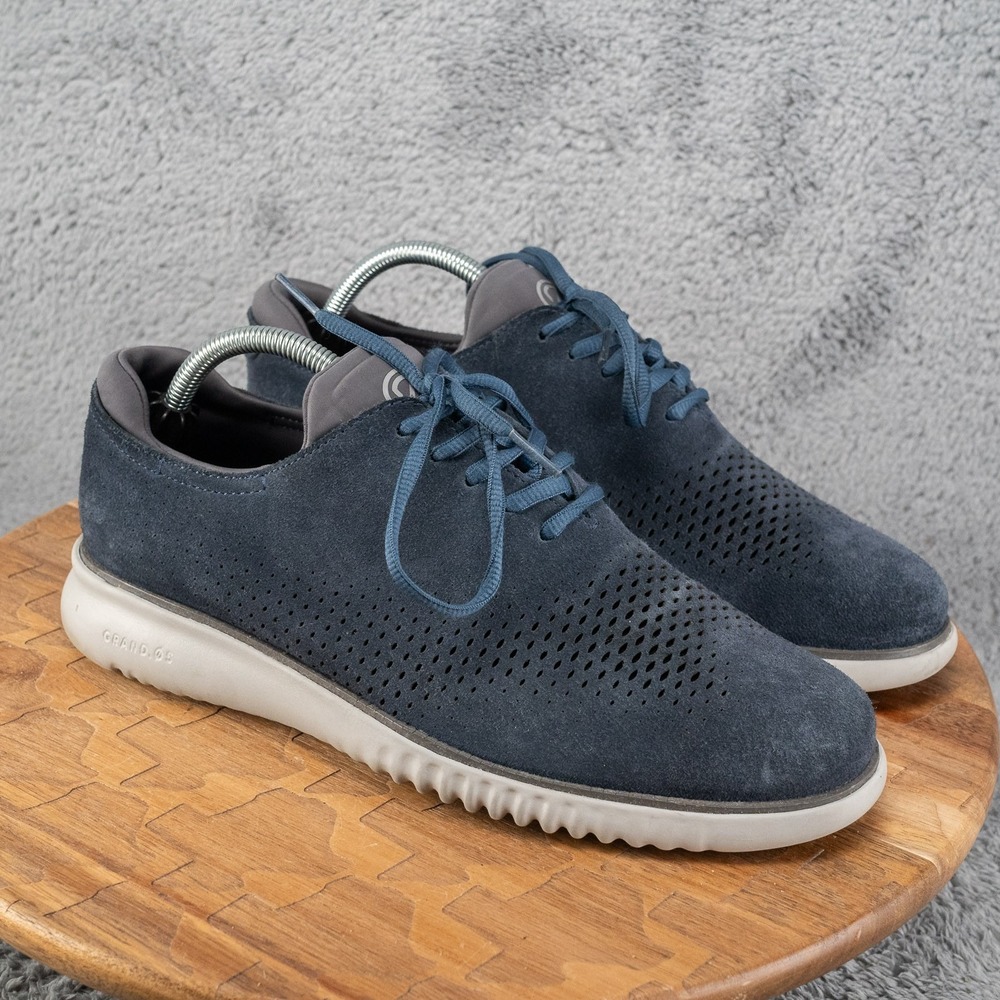 Cole Haan Men's 9M 2.ZERØGRAND Lined Suede Wingtip Oxford Style C35631 Blue Grey